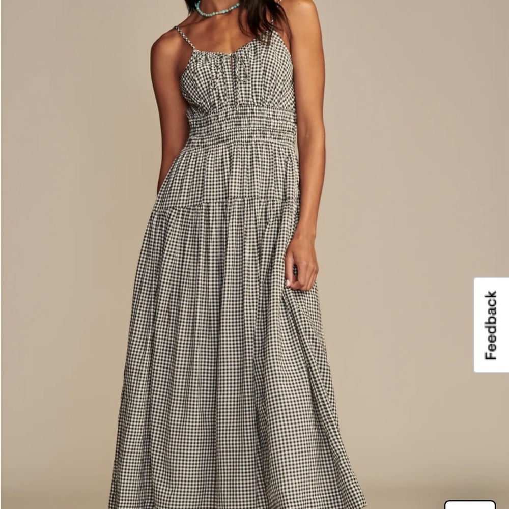 Lucky Brand Black and White Checkered Maxi Dress